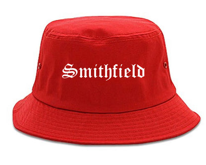 Smithfield Utah UT Old English Mens Bucket Hat Red