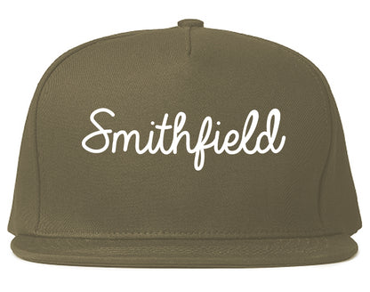 Smithfield Utah UT Script Mens Snapback Hat Grey