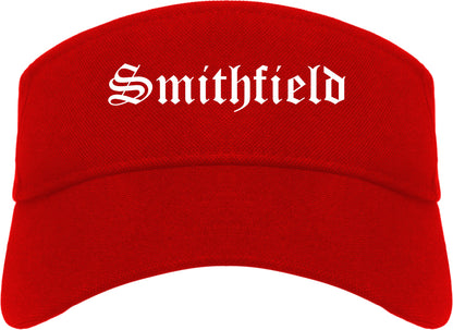 Smithfield Virginia VA Old English Mens Visor Cap Hat Red