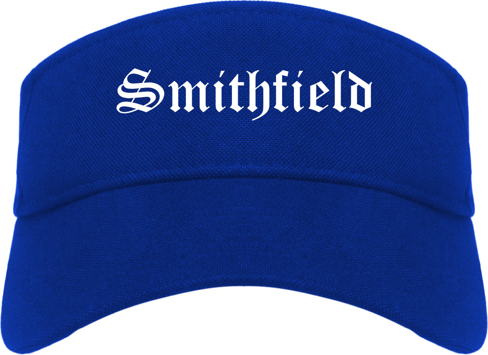 Smithfield Virginia VA Old English Mens Visor Cap Hat Royal Blue