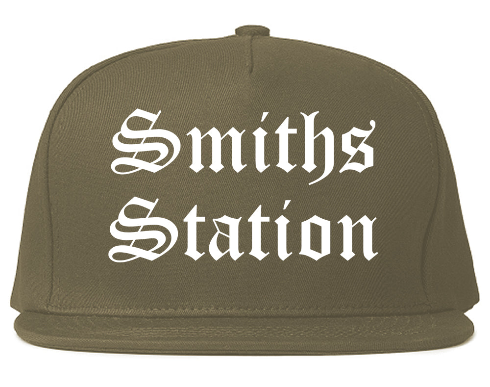 Smiths Station Alabama AL Old English Mens Snapback Hat Grey
