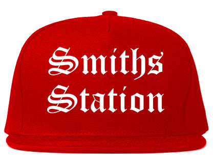 Smiths Station Alabama AL Old English Mens Snapback Hat Red