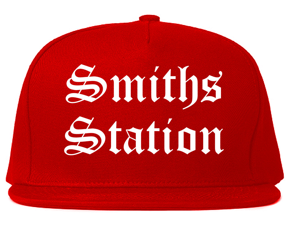 Smiths Station Alabama AL Old English Mens Snapback Hat Red