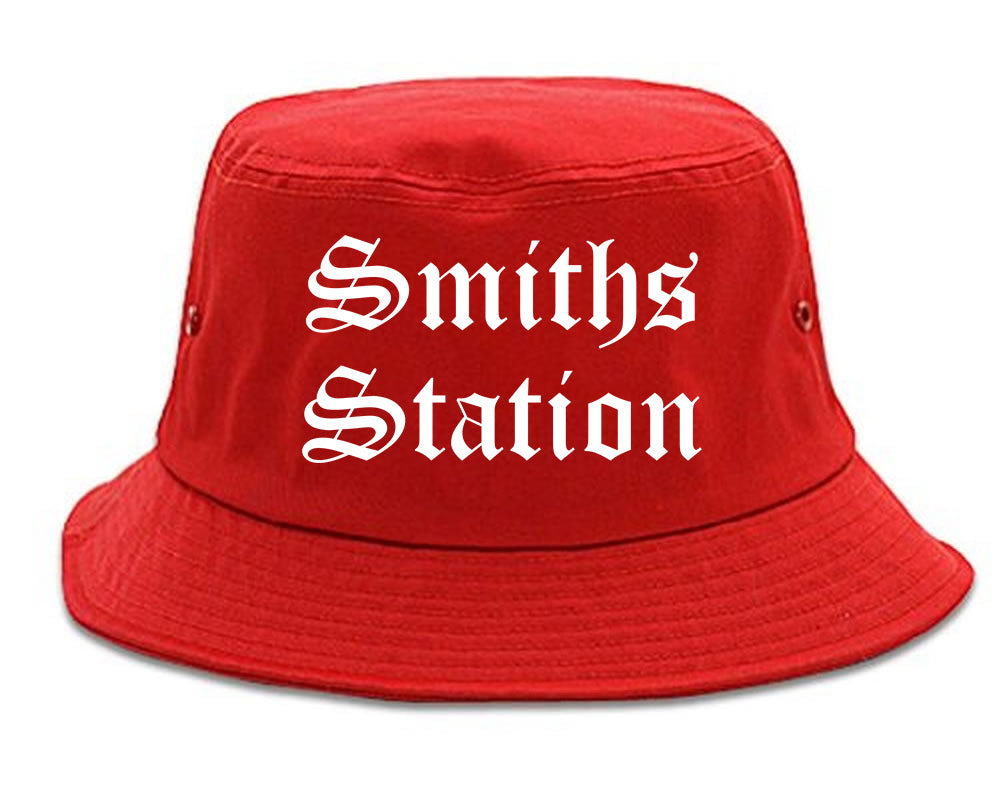 Smiths Station Alabama AL Old English Mens Bucket Hat Red