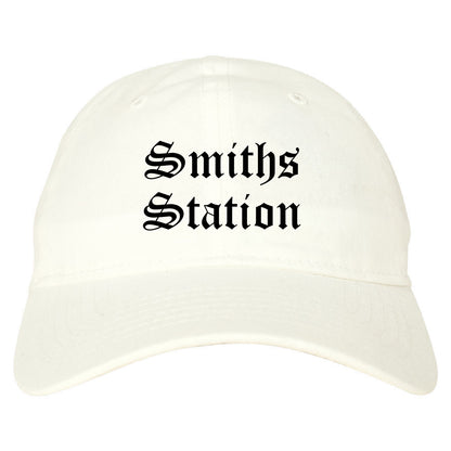 Smiths Station Alabama AL Old English Mens Dad Hat Baseball Cap White