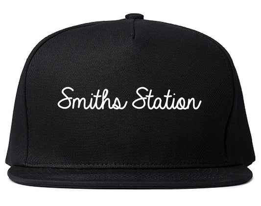 Smiths Station Alabama AL Script Mens Snapback Hat Black