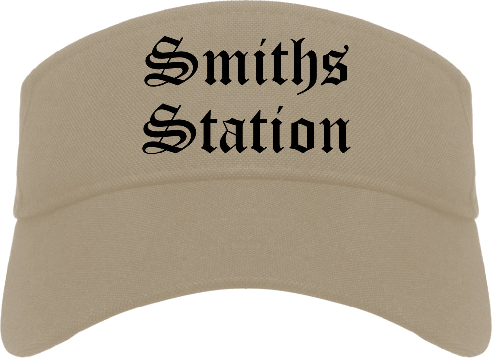 Smiths Station Alabama AL Old English Mens Visor Cap Hat Khaki