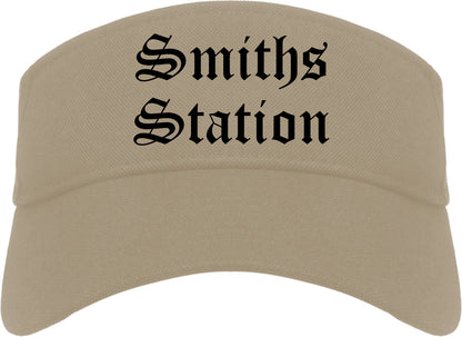 Smiths Station Alabama AL Old English Mens Visor Cap Hat Khaki