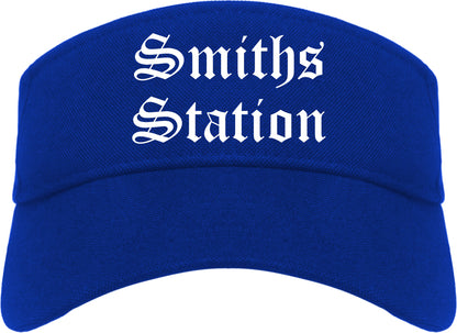 Smiths Station Alabama AL Old English Mens Visor Cap Hat Royal Blue