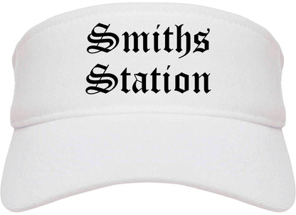 Smiths Station Alabama AL Old English Mens Visor Cap Hat White