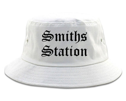 Smiths Station Alabama AL Old English Mens Bucket Hat White