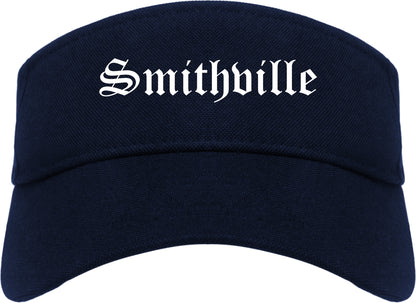 Smithville Texas TX Old English Mens Visor Cap Hat Navy Blue