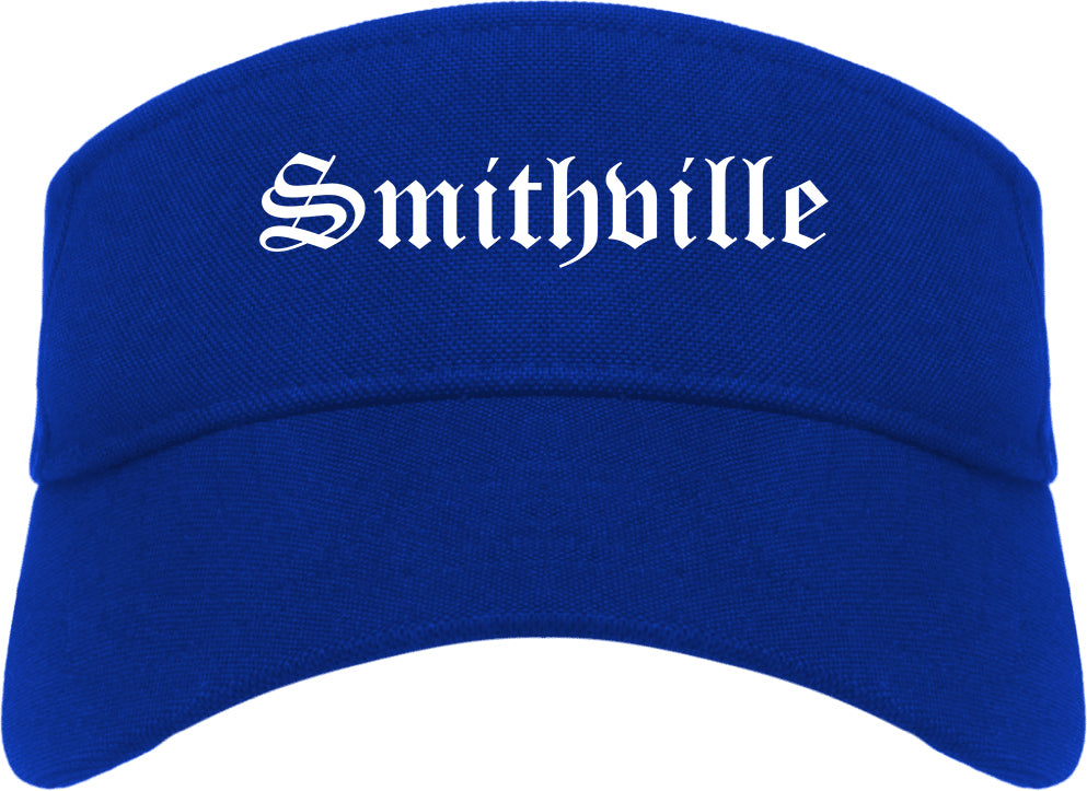 Smithville Texas TX Old English Mens Visor Cap Hat Royal Blue