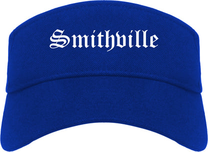 Smithville Texas TX Old English Mens Visor Cap Hat Royal Blue