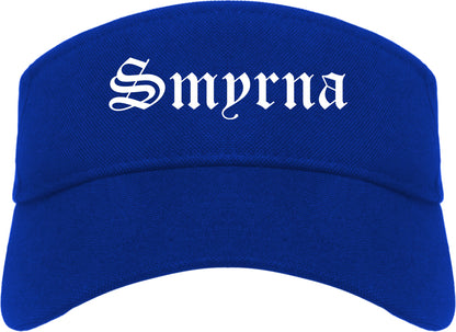 Smyrna Delaware DE Old English Mens Visor Cap Hat Royal Blue