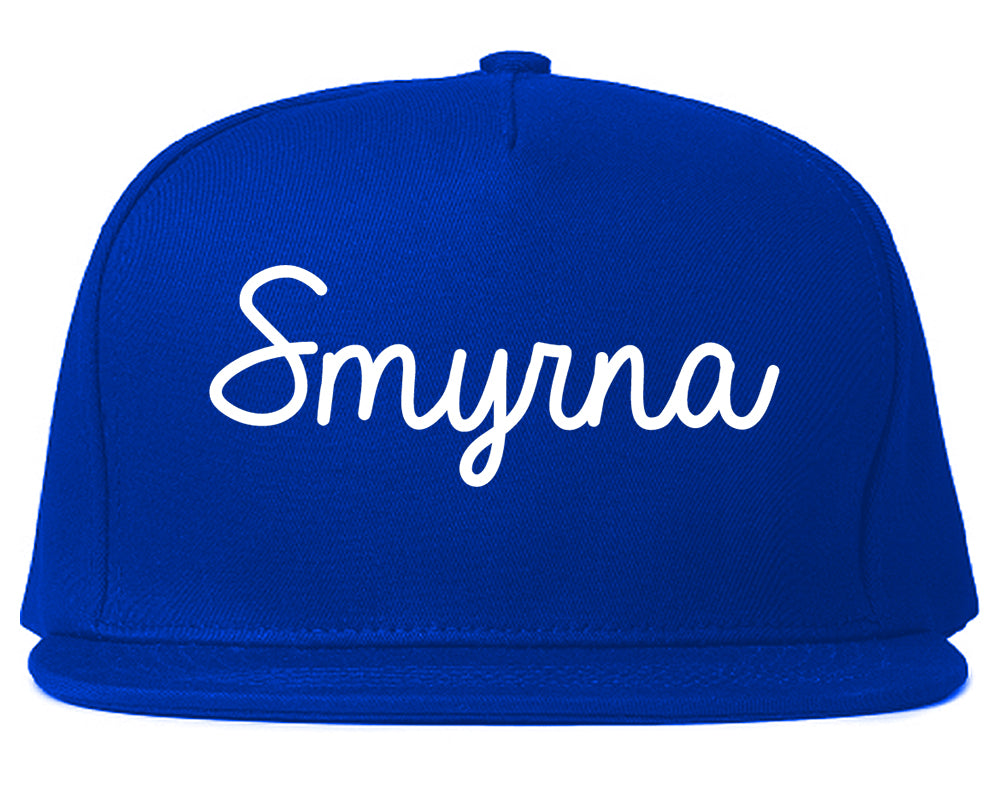 Smyrna Georgia GA Script Mens Snapback Hat Royal Blue