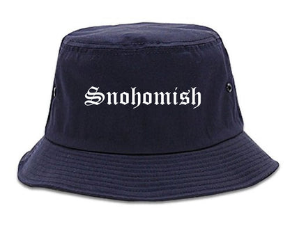 Snohomish Washington WA Old English Mens Bucket Hat Navy Blue