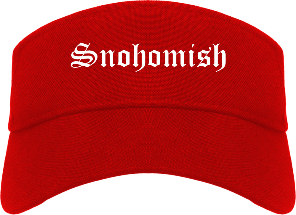 Snohomish Washington WA Old English Mens Visor Cap Hat Red
