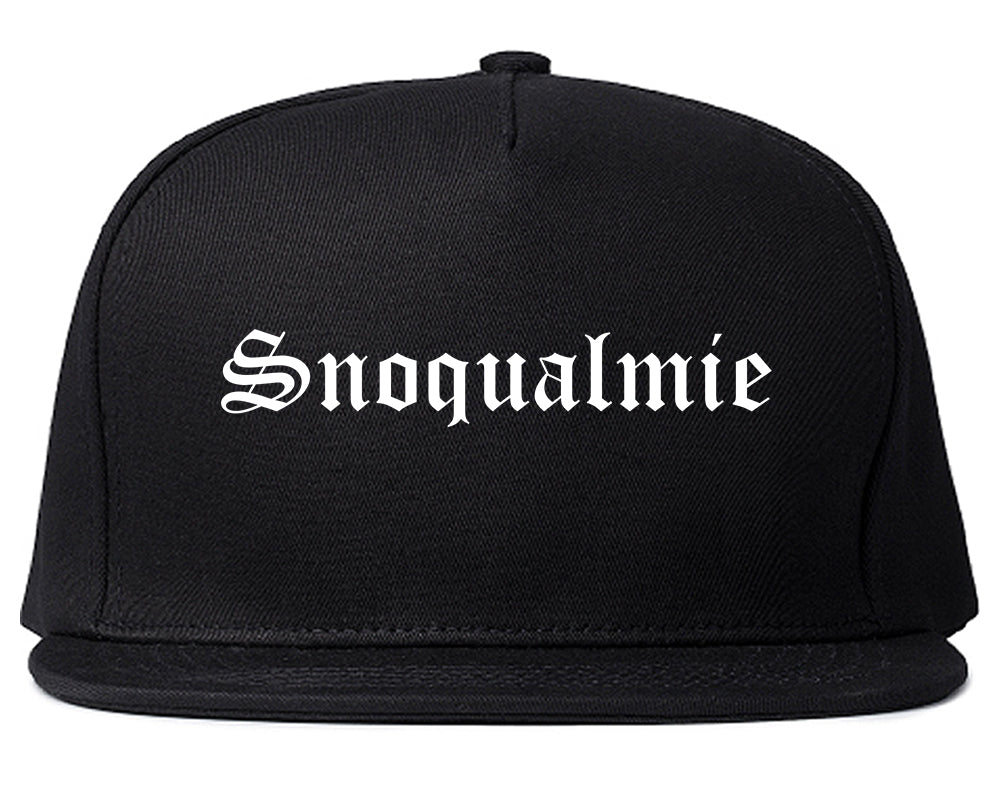 Snoqualmie Washington WA Old English Mens Snapback Hat Black