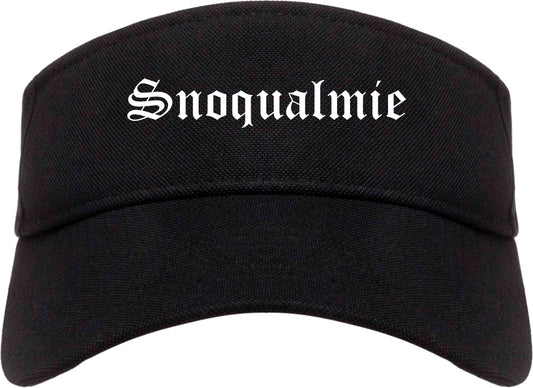 Snoqualmie Washington WA Old English Mens Visor Cap Hat Black