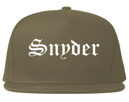 Snyder Texas TX Old English Mens Snapback Hat Grey