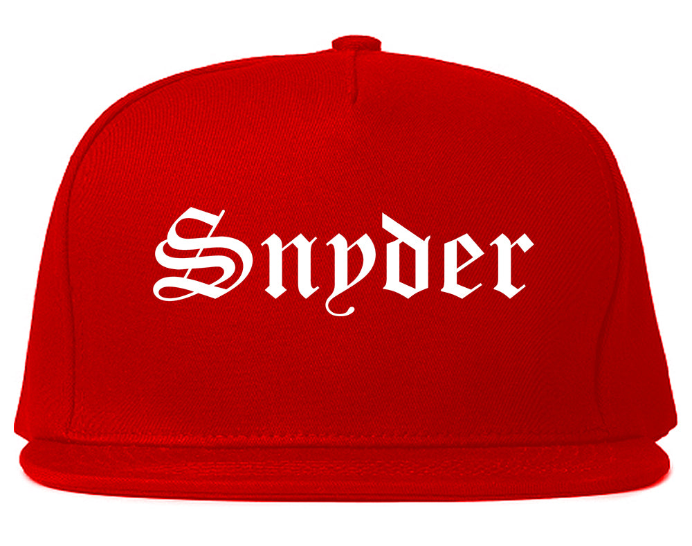 Snyder Texas TX Old English Mens Snapback Hat Red