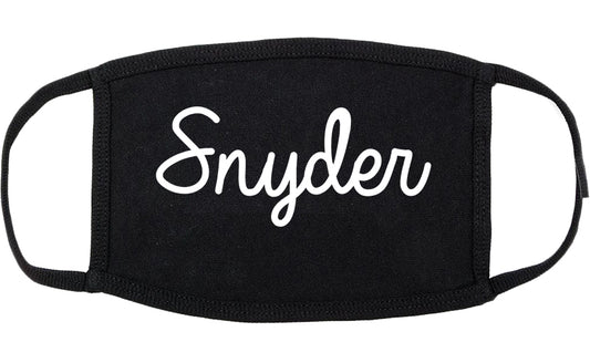 Snyder Texas TX Script Cotton Face Mask Black