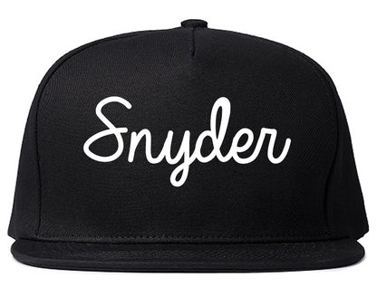 Snyder Texas TX Script Mens Snapback Hat Black