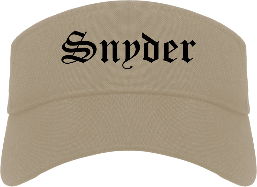 Snyder Texas TX Old English Mens Visor Cap Hat Khaki