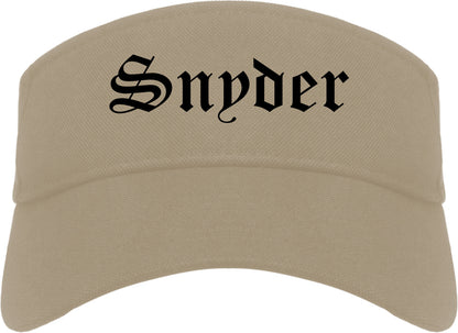 Snyder Texas TX Old English Mens Visor Cap Hat Khaki