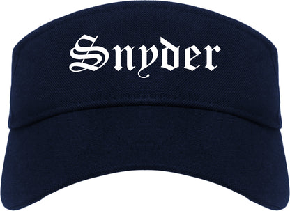 Snyder Texas TX Old English Mens Visor Cap Hat Navy Blue