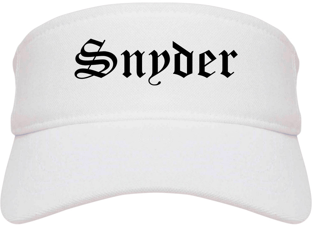 Snyder Texas TX Old English Mens Visor Cap Hat White