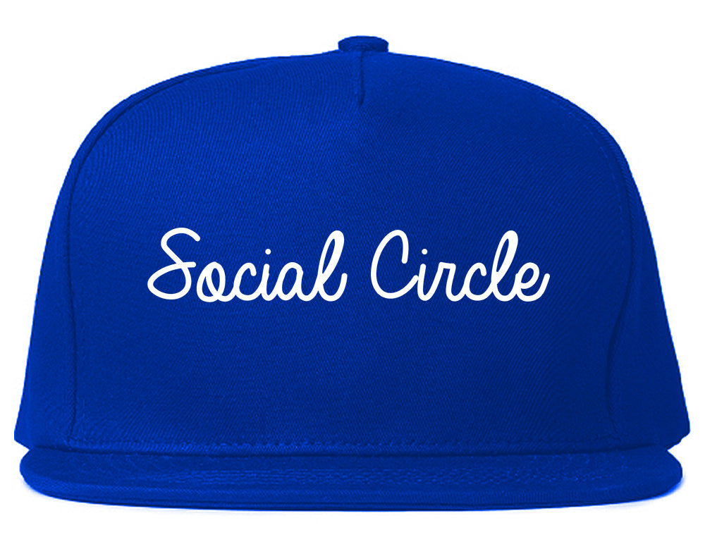 Social Circle Georgia GA Script Mens Snapback Hat Royal Blue
