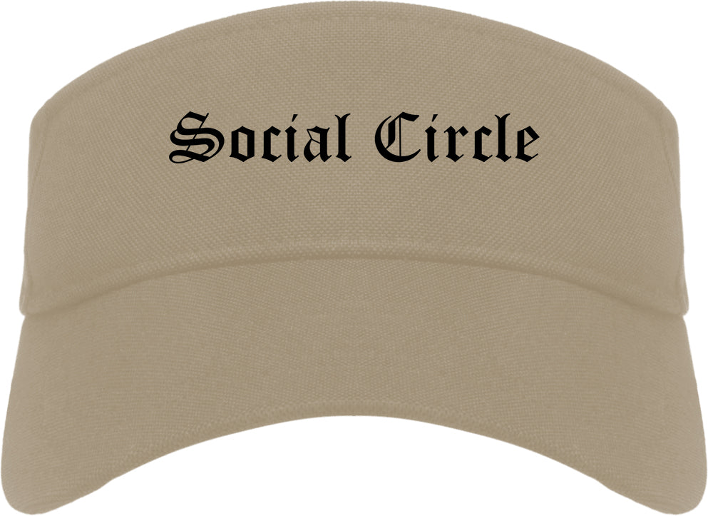 Social Circle Georgia GA Old English Mens Visor Cap Hat Khaki
