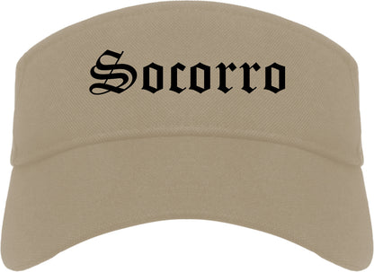 Socorro New Mexico NM Old English Mens Visor Cap Hat Khaki