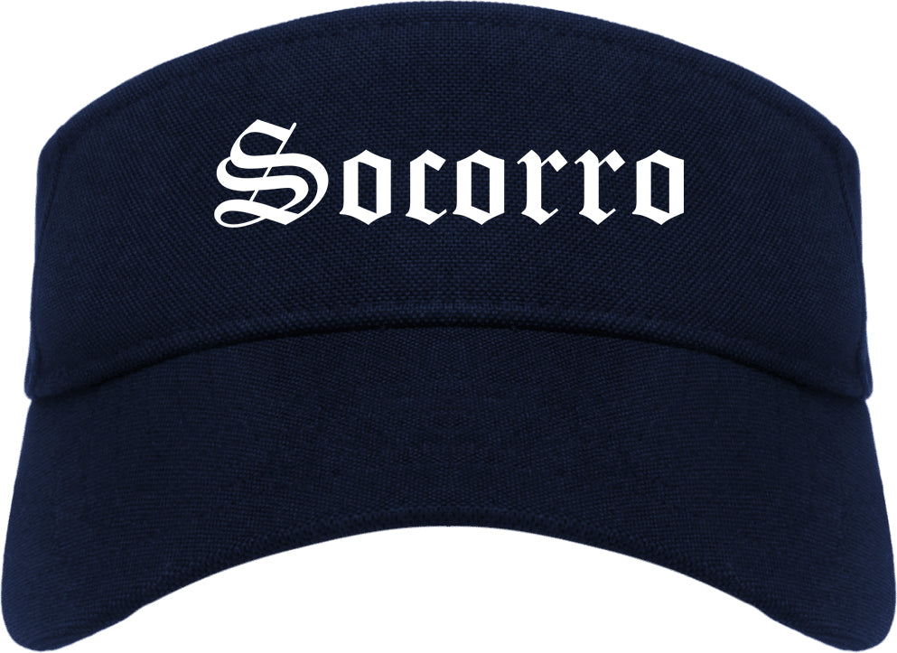 Socorro New Mexico NM Old English Mens Visor Cap Hat Navy Blue