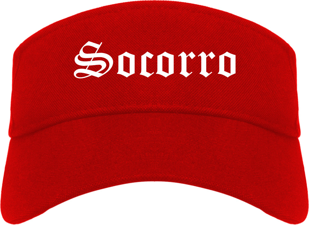 Socorro New Mexico NM Old English Mens Visor Cap Hat Red