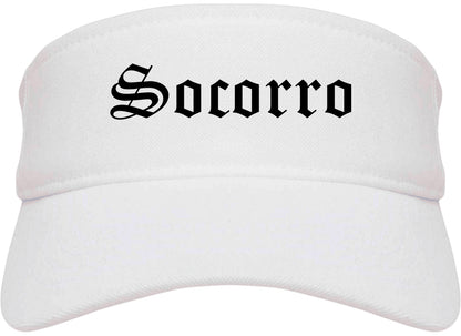 Socorro New Mexico NM Old English Mens Visor Cap Hat White