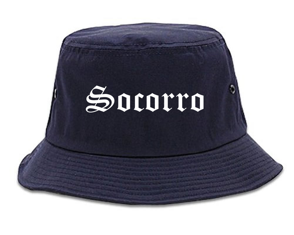 Socorro Texas TX Old English Mens Bucket Hat Navy Blue
