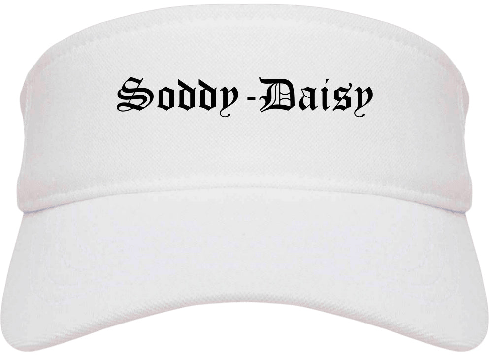 Soddy Daisy Tennessee TN Old English Mens Visor Cap Hat White
