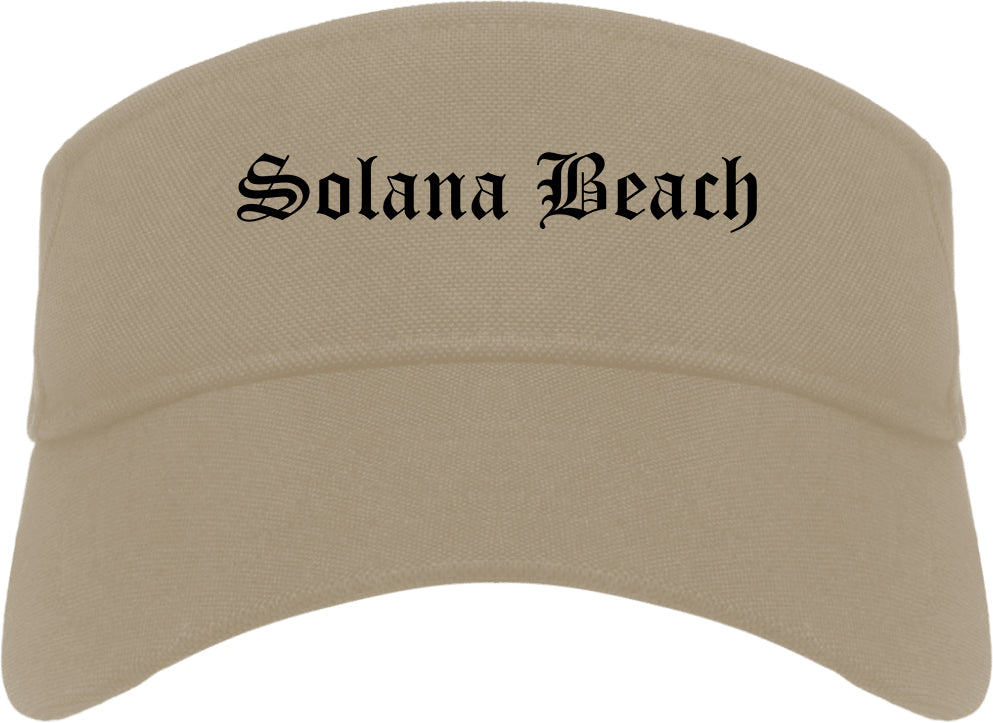Solana Beach California CA Old English Mens Visor Cap Hat Khaki
