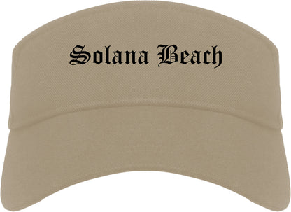 Solana Beach California CA Old English Mens Visor Cap Hat Khaki