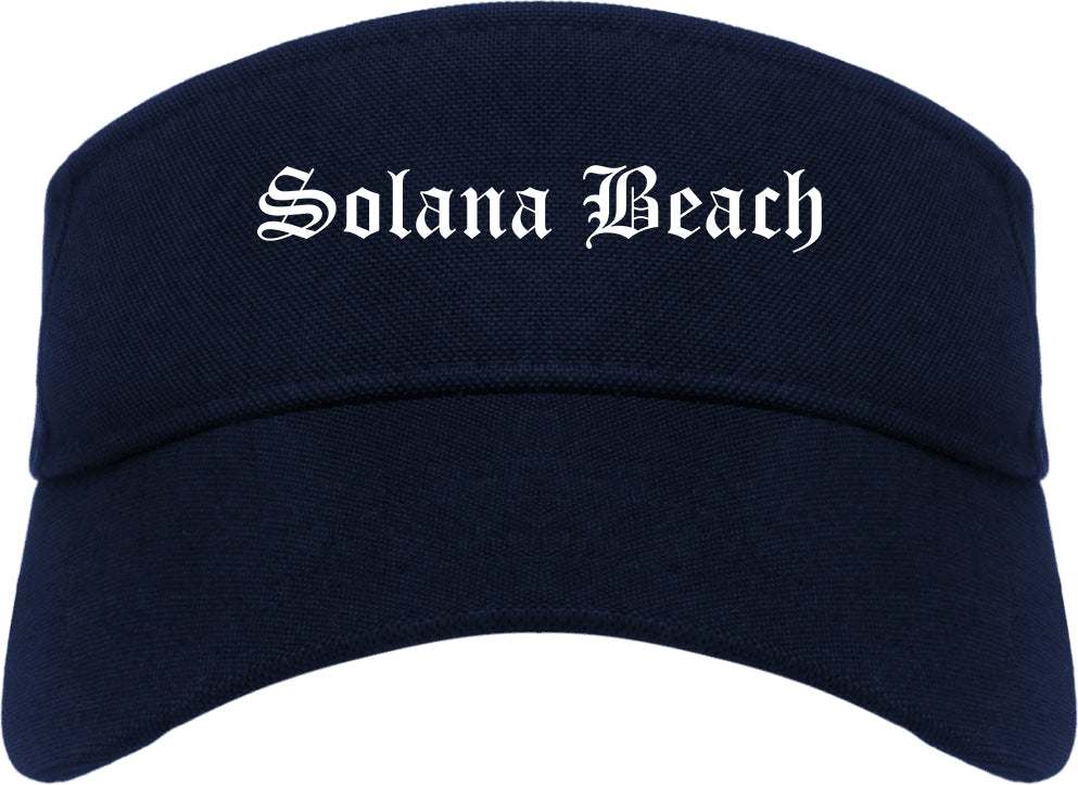 Solana Beach California CA Old English Mens Visor Cap Hat Navy Blue