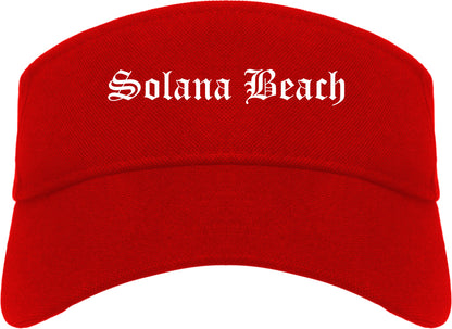 Solana Beach California CA Old English Mens Visor Cap Hat Red