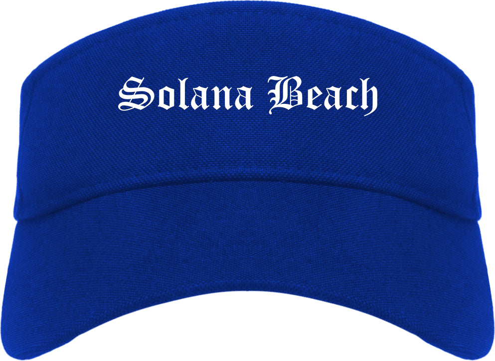 Solana Beach California CA Old English Mens Visor Cap Hat Royal Blue