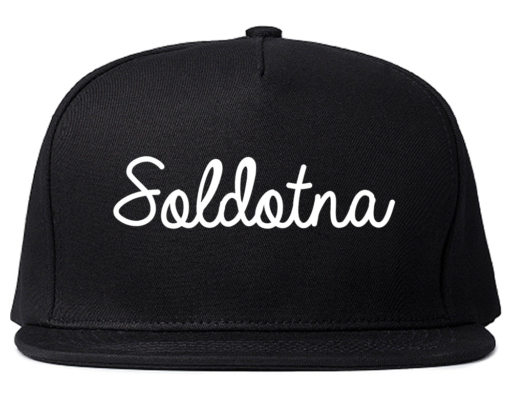 Soldotna Alaska AK Script Mens Snapback Hat Black