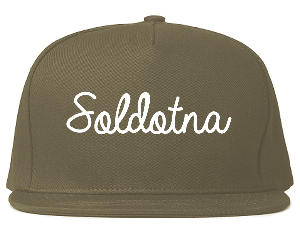 Soldotna Alaska AK Script Mens Snapback Hat Grey