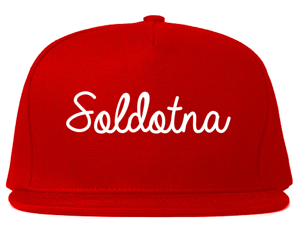 Soldotna Alaska AK Script Mens Snapback Hat Red
