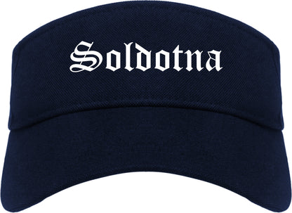 Soldotna Alaska AK Old English Mens Visor Cap Hat Navy Blue