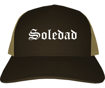 Soledad California CA Old English Mens Trucker Hat Cap Brown